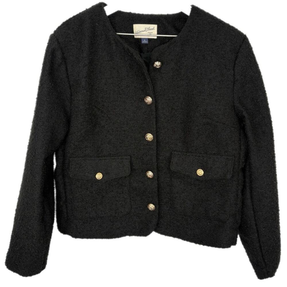 Universal Thread Black Crop Gold Button Jacket - Women's Size XL